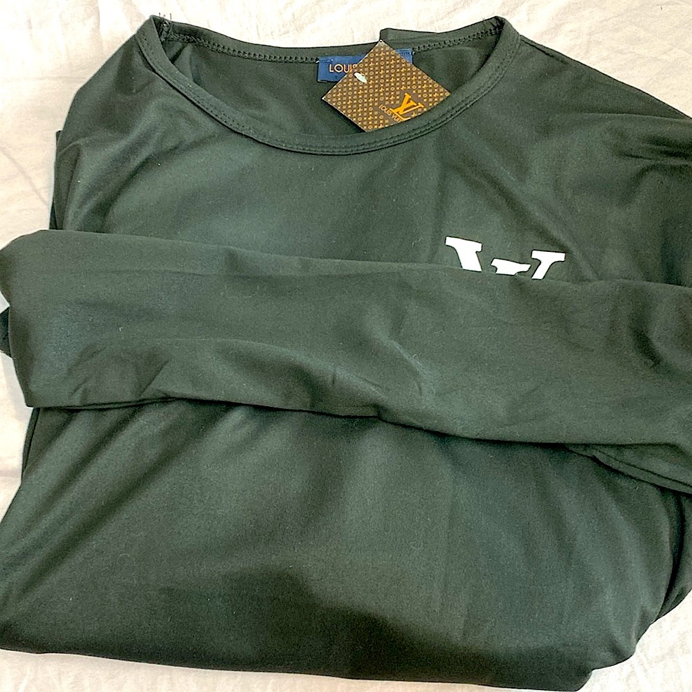 New - Designer Inspired - Black Long Sleeve Tee w/Logo - size L/XL